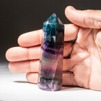 Genuine Polished Rainbow Fluorite Point with Black Velvet Pouch // 100g