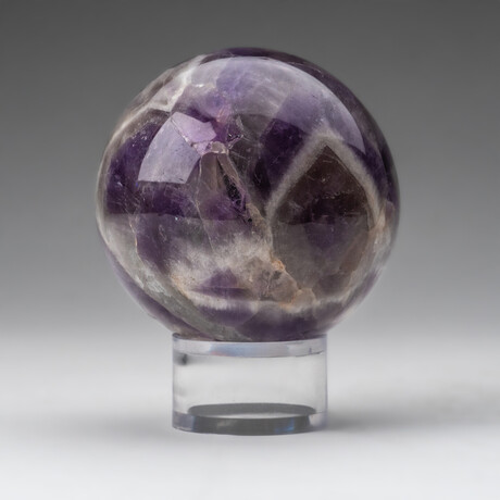 Genuine Polished Chevron Amethyst Sphere with Acrylic Display Stand // 300-400g