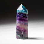 Genuine Polished Rainbow Fluorite Point with Black Velvet Pouch // 60g
