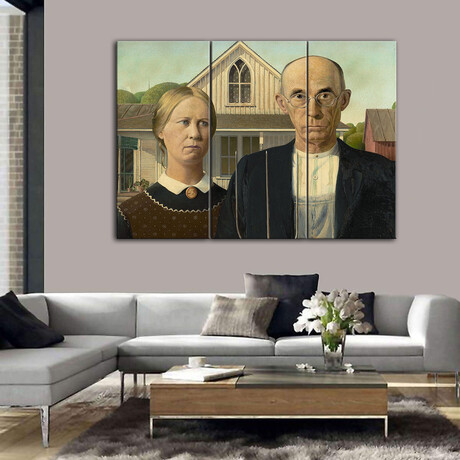 American Gothic // Grant Wood (32"H x 50.5"W x 0.75"D)