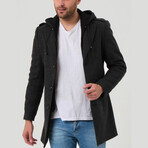 Hooded Chesterfield Coat // Black Melange (Small)