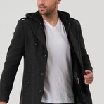 Hooded Chesterfield Coat // Black Melange (Small)