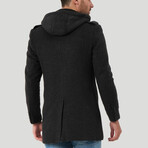 Hooded Chesterfield Coat // Black Melange (Small)