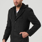 Hooded Chesterfield Coat // Black Melange (Small)