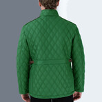Button & Zip Up Quilted Jacket // Green (Small)