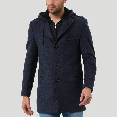 Atlas Overcoat // Patterned Blue (Small)