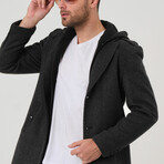 Hooded Chesterfield Coat // Black Melange (Small)
