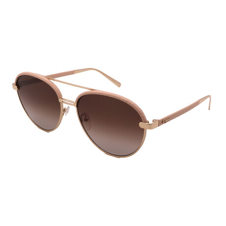 Women's SF229SL 718 Aviatior Sunglasses // Nude-Gold + Brown Gradient