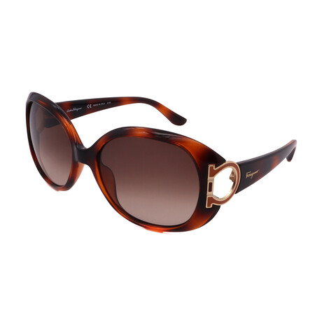 Women's SF668S 238 Round Sunglasses // Dark Tortoise + Brown Gradient