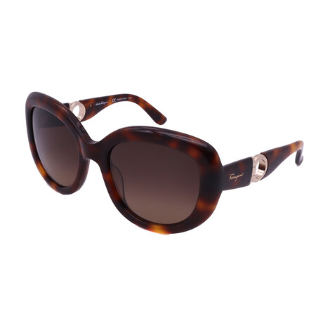 Women's SF727S 214 Oval Sunglasses // Dark Havana + Brown Gradient
