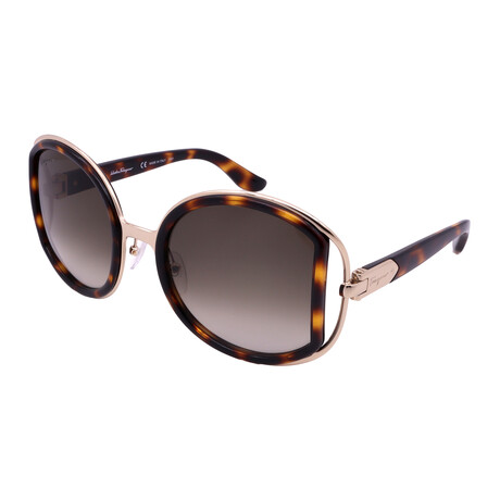 Women's SF719S 238 Round Sunglasses // Dark Tortoise + Brown Gradient