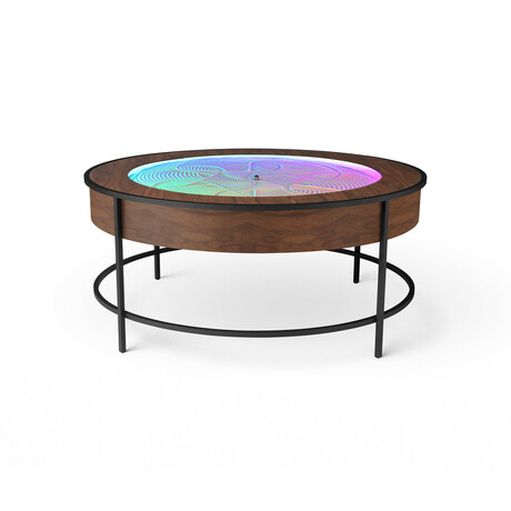 Black Metal Coffee Table // Wood Veneer // RGBW Lights (Walnut Veneer)