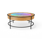 Black Metal Coffee Table // Wood Veneer // RGBW Lights (Walnut Veneer)