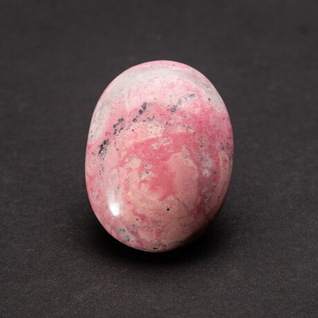 Genuine Polished Pink Rhodonite Palm Stone With Velvet Pouch