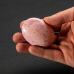 Genuine Polished Pink Rhodonite Palm Stone With Velvet Pouch