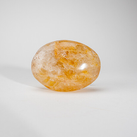 Genuine Polished Lemon Quartz Palm Stone With Velvet Pouch // 145g