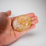 Genuine Polished Lemon Quartz Palm Stone With Velvet Pouch // 145g