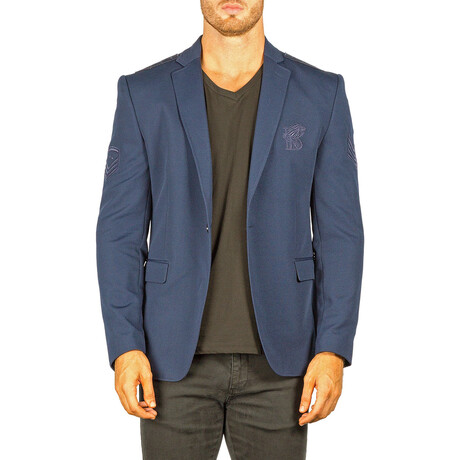 Embroidered Patch Evening Blazer // Navy (US: 40R)