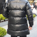 High Neck Puffer Long Coat // Black (2XL)