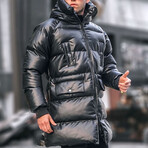 High Neck Puffer Long Coat // Black (2XL)