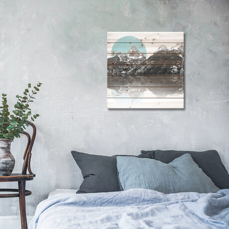 Teal Sunrise Mountain Lake // Nature Magick (26"H x 26"W x 1.5"D)