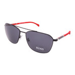 Hugo Boss // Men's Boss1103/FS 003 Aviator Sunglasses //Matte Black Red + Dark Gray