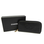 Chanel // Leather Coco Mark Long Bi-Fold Wallet // Black // Pre-Owned