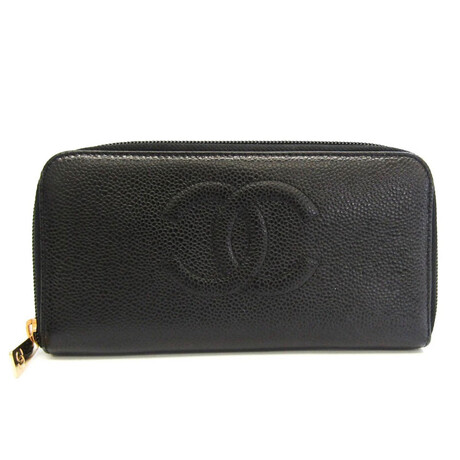 Chanel // Leather Coco Mark Long Bi-Fold Wallet // Black // Pre-Owned