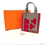 Hermes // Epsom Leather + Felt Petit H Tote Bag // Etoupe Gray + Red // Pre-Owned