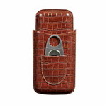 Crocodile Leather Cigar Case // Brown