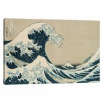 The Great Wave of Kanagawa, from the series '36 Views of Mt. Fuji'  by Katsushika Hokusai (18"H x 26"W x 0.75"D)