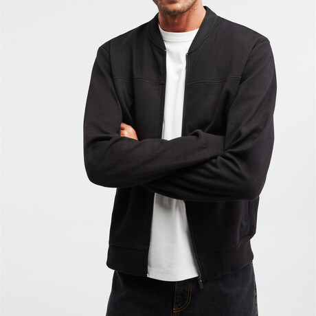 Zip Cardigan Bomber Jacket // Black (S)