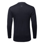 Mens Thermal Henley Long Sleeves Shirts // Navy (M)