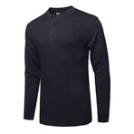 Mens Thermal Henley Long Sleeves Shirts // Navy (M)