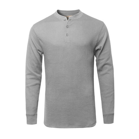 Mens Thermal Henley Long Sleeves Shirts // Gray (S)