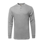 Mens Thermal Henley Long Sleeves Shirts // Gray (M)