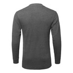 Mens Thermal Henley Long Sleeves Shirts // Charcoal (M)