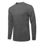Mens Thermal Henley Long Sleeves Shirts // Charcoal (M)