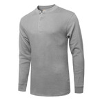 Mens Thermal Henley Long Sleeves Shirts // Gray (M)