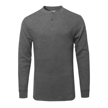 Mens Thermal Henley Long Sleeves Shirts // Charcoal (S)