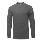 Mens Thermal Henley Long Sleeves Shirts // Charcoal (M)