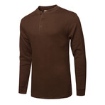 Mens Thermal Henley Long Sleeves Shirts // Brown (M)