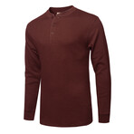 Mens Thermal Henley Long Sleeves Shirts // Burgundy (M)