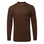 Mens Thermal Henley Long Sleeves Shirts // Brown (M)