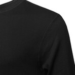 Mens Thermal Henley Long Sleeves Shirts // Black (M)
