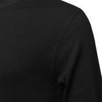 Mens Thermal Henley Long Sleeves Shirts // Black + Navy (S)