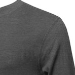 Mens Thermal Henley Long Sleeves Shirts // Charcoal + Grey (S)