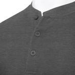 Mens Thermal Henley Long Sleeves Shirts // Charcoal + Grey (S)