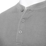 Mens Thermal Henley Long Sleeves Shirts // Brown + Grey (M)