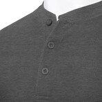 Mens Thermal Henley Long Sleeves Shirts // Charcoal (M)
